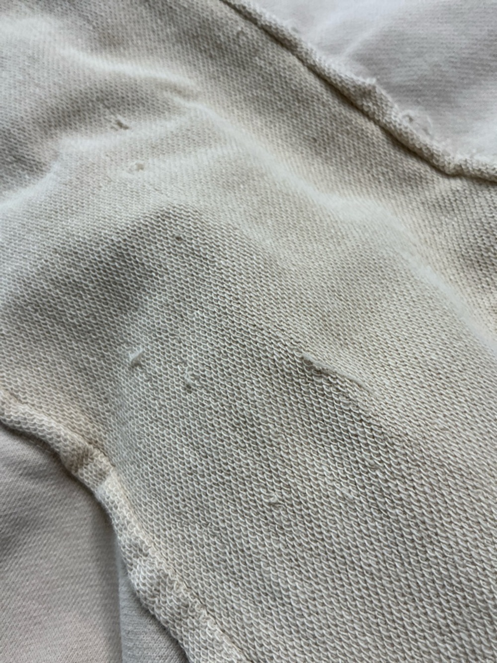 easel Beige Crewneck Sweatshirt Top Raw Hems Heart 3/4 Sleeves - Picture 9 of 13